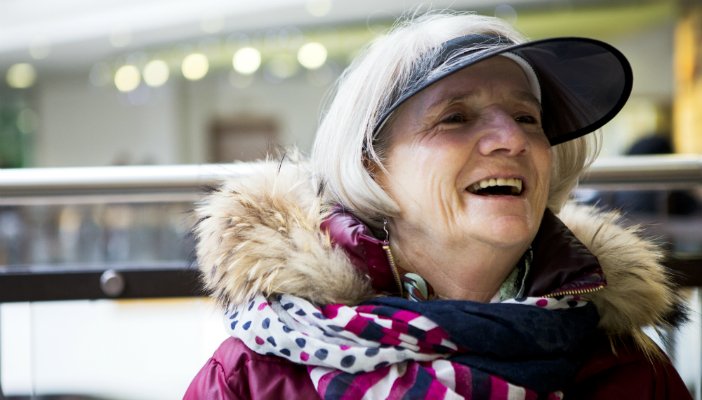 Dolly outside smiling.