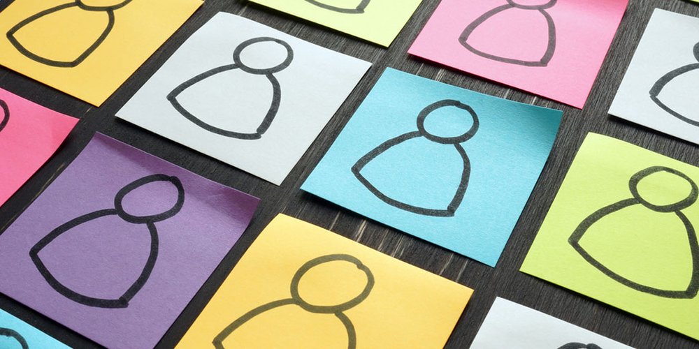 Sticky notes showing different silhouettes on different coloured paper