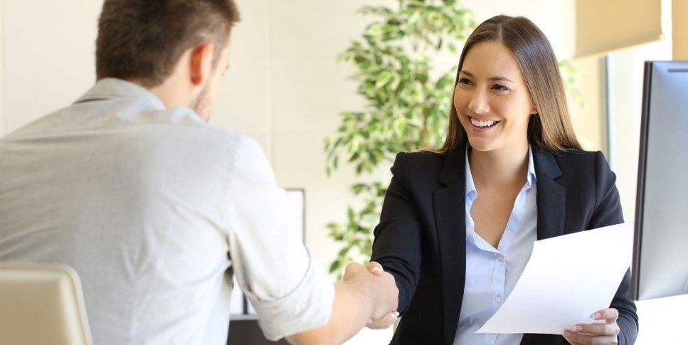 Two people at a job interview